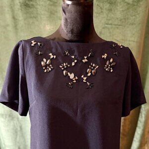 Banana Republic Navy Blue Embellished Top